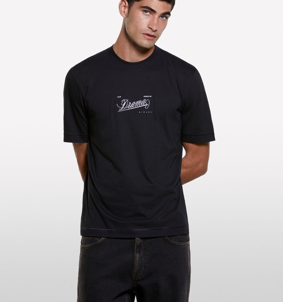 Black t-shirt with print - men's short sleeve t-shirts - Black | Sisley image number 3